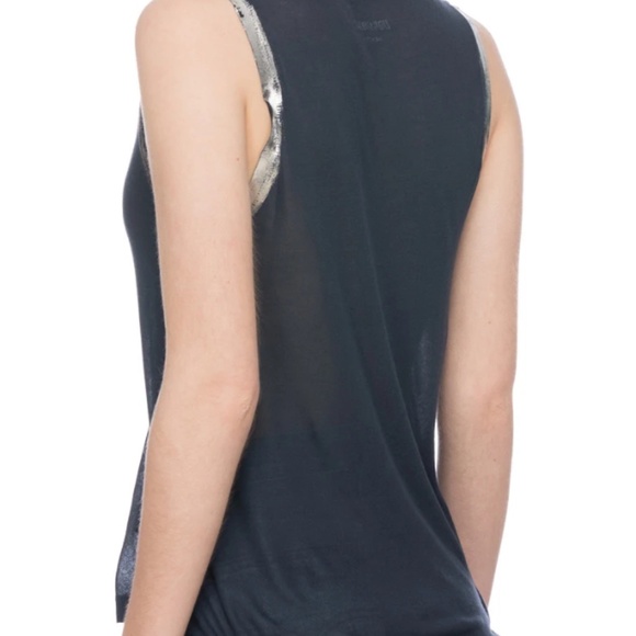 Zadig & Voltaire Tam Silver Foil Trimmed Tank - Size M - Picture 2 of 10